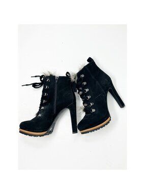 NWT Gianni Bini Suede Fur Booties 6.5M Worn Once